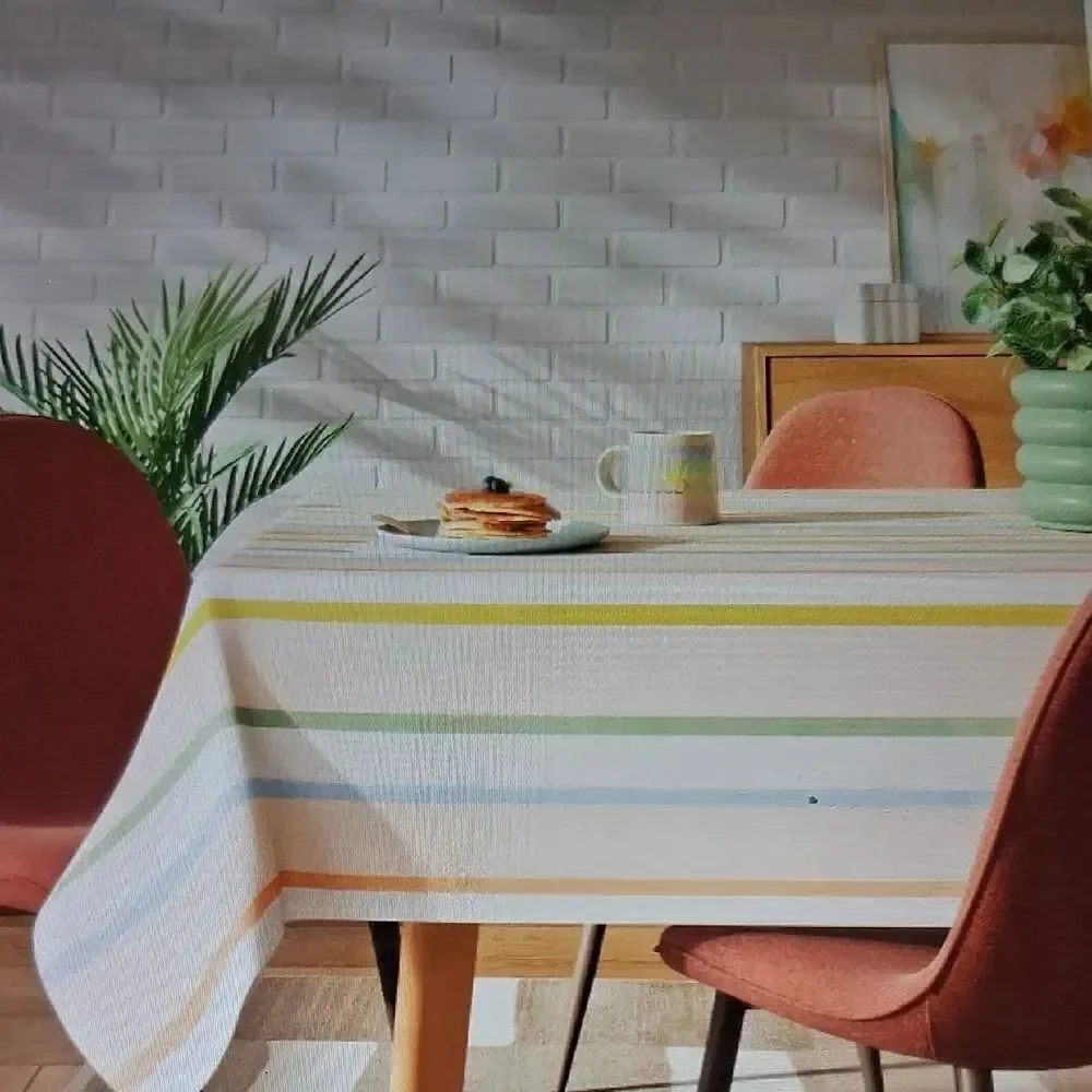 Room Essentials Pastel Striped Tablecloth in White, Yellow, Green, Blue, Orange